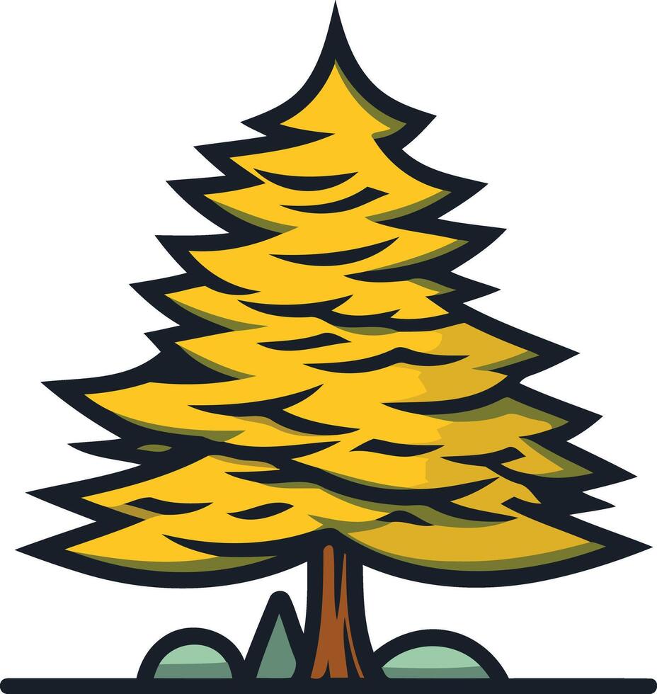 Cartoon Illustration of a Pine Tree vector