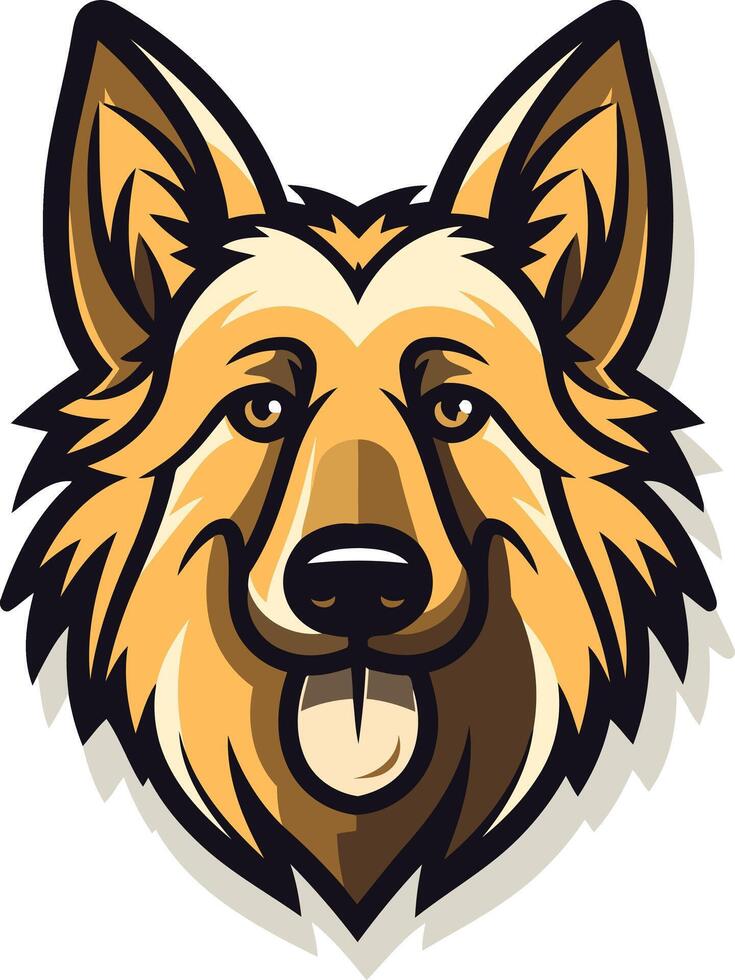 A friendly, cartoon style german shepherd dog with a playful expression vector