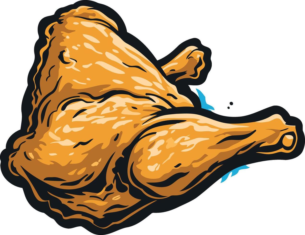 A cartoon style illustration of a juicy, fried chicken leg, perfect for menus, food blogs, or social media posts vector