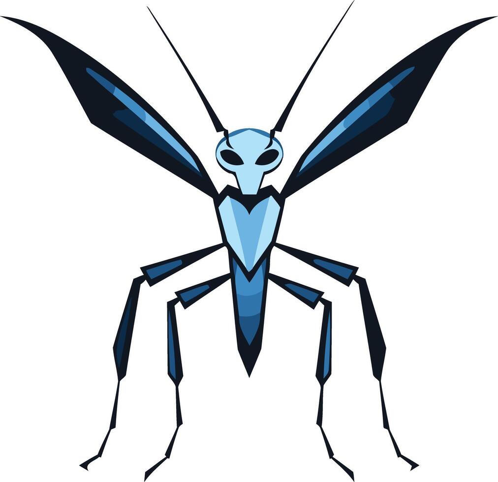 Stylized Blue Insect with Sharp Wings vector