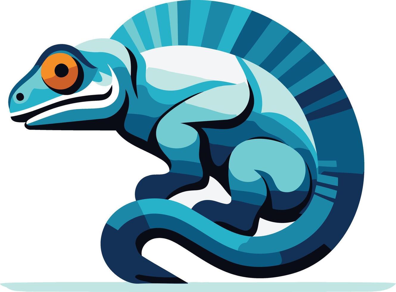 Blue Lizard Illustration with Spiky Back vector