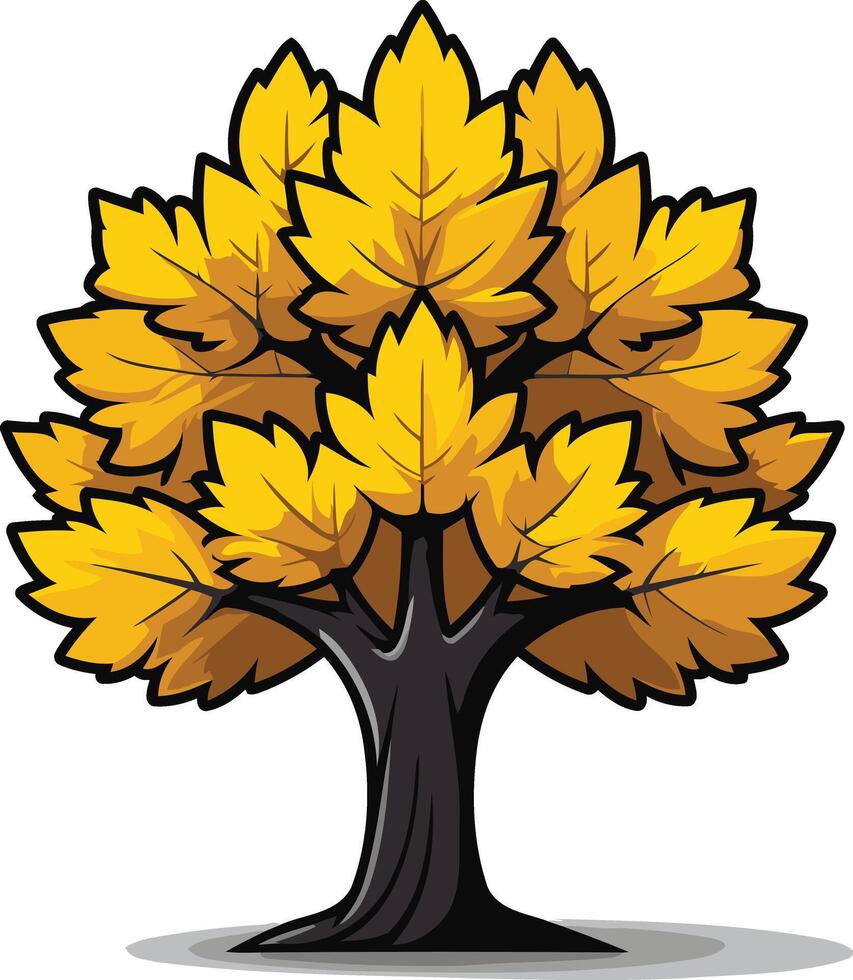 Cartoon tree with golden leaves, perfect for branding or nature themed designs vector