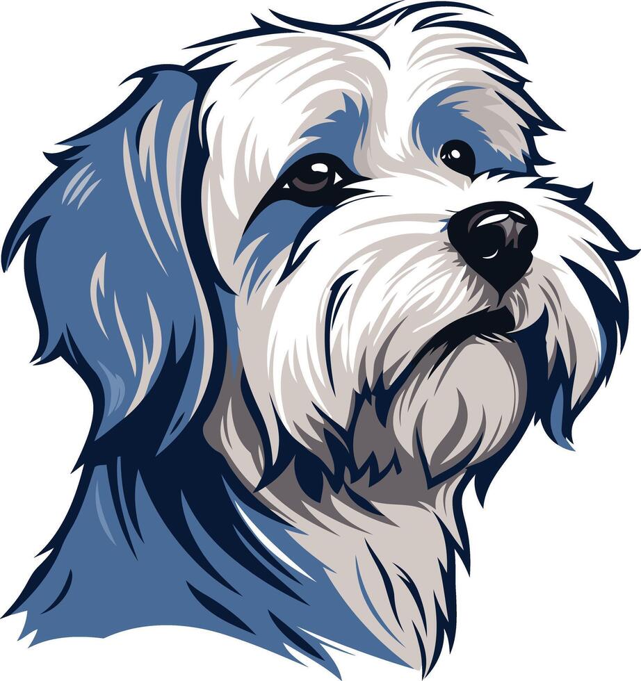 Blue and White Portrait of a Small Dog vector