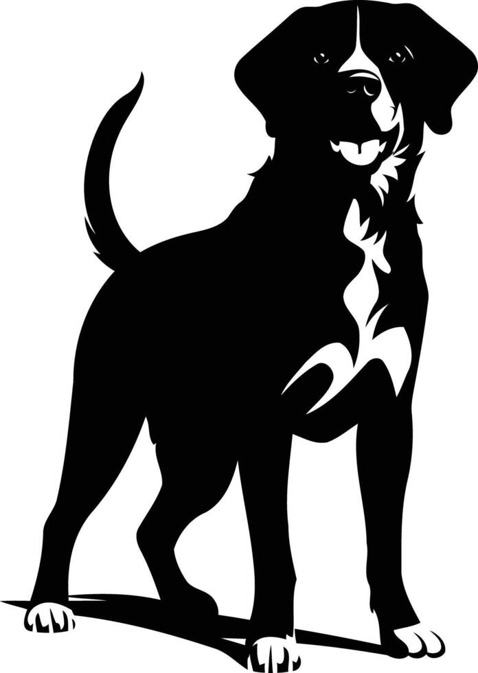 A striking black silhouette of a dog, standing in a classic pose, perfect for pet related designs vector