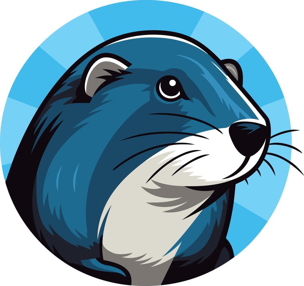 Blue Cartoon Otter Portrait vector