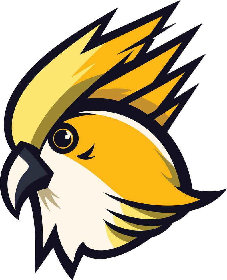 A bold and dynamic mascot logo of a yellow bird with a distinctive crest vector