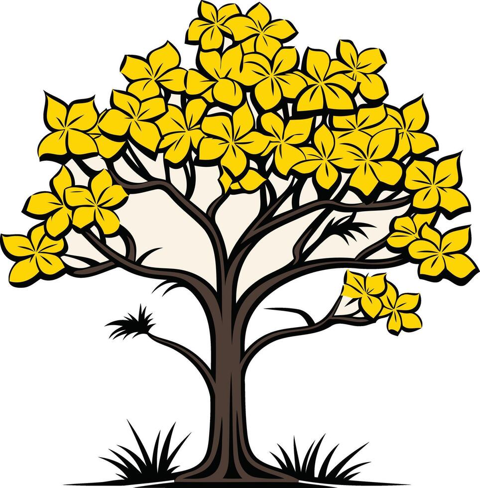Yellow Flower Tree Illustration vector