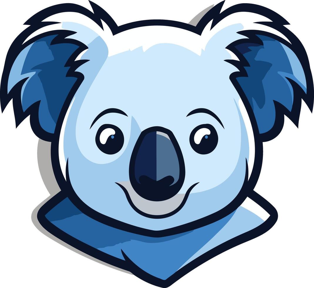 A cute, cartoon koala head with a friendly smile and big, expressive eyes vector