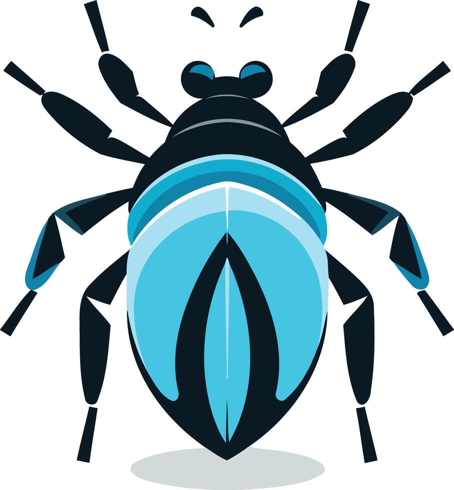 Blue and black stylized bug logo design vector