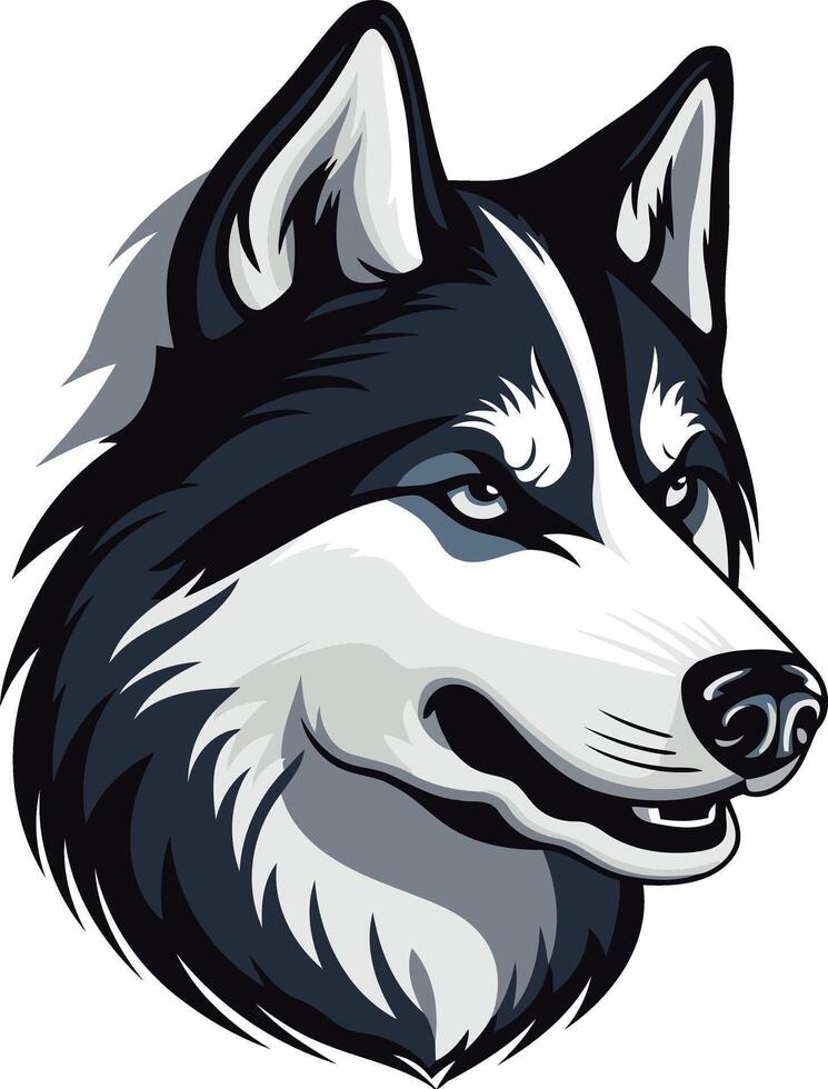 A fierce and powerful siberian husky head, perfect for logos, branding, and other design projects vector