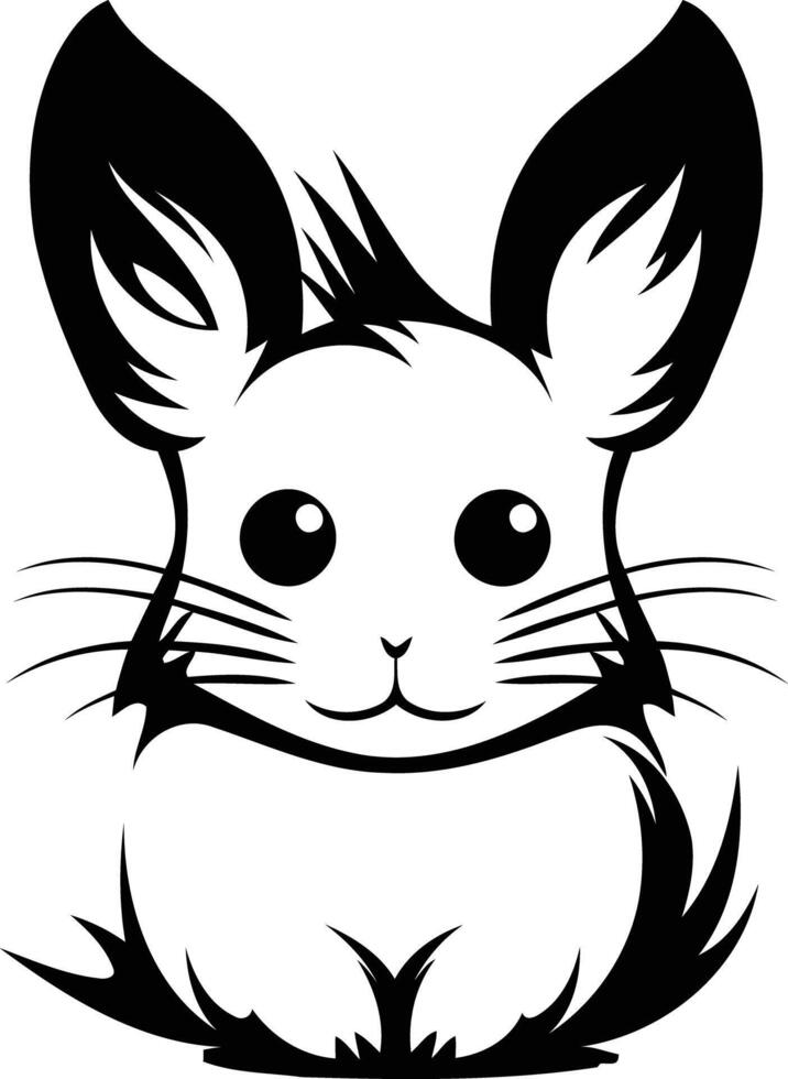 Cute and simple black and white chinchilla logo design vector