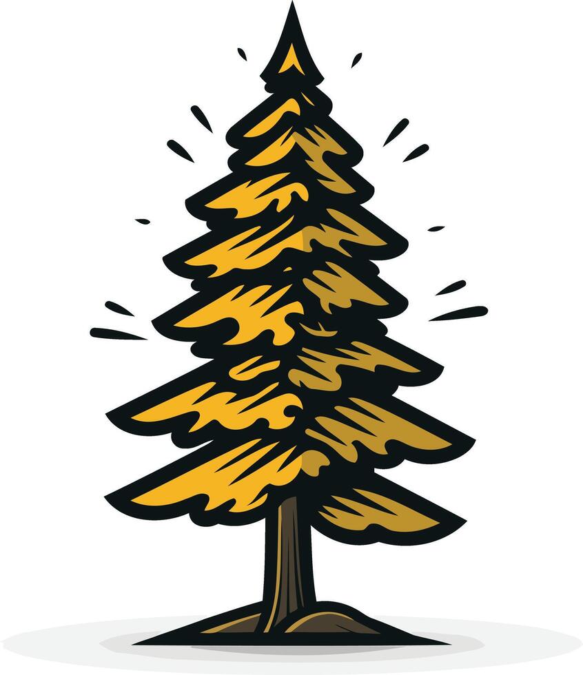 a stylized golden pine tree illustration, perfect for branding or design projects related to nature, winter, or outdoor activities vector