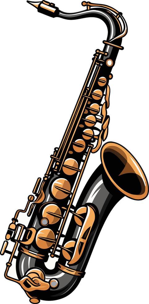 Black and Gold Saxophone vector
