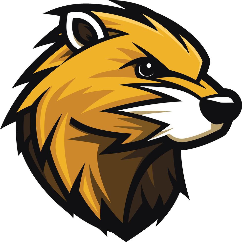 Fierce and stylized mascot head of a badger or wolverine, perfect for sports teams, gaming, or branding vector