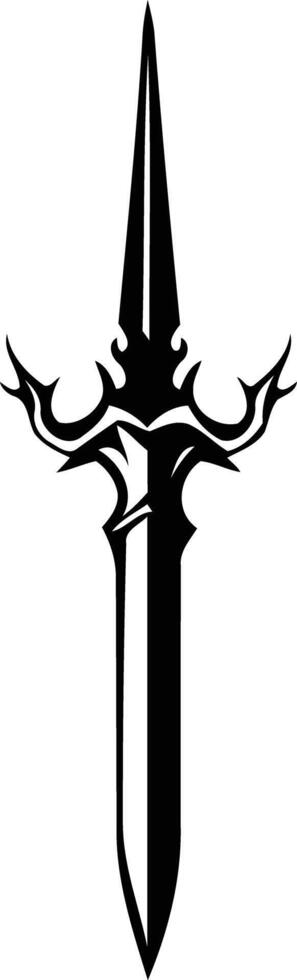 Sharp, detailed black and white silhouette of a stylized dagger vector