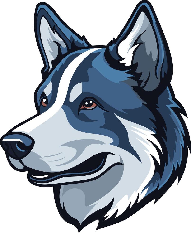 A bold and detailed illustration of a husky dog's head, perfect for branding, logos, and pet related designs vector