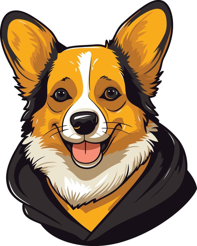 Corgi Wearing a Black Hoodie vector