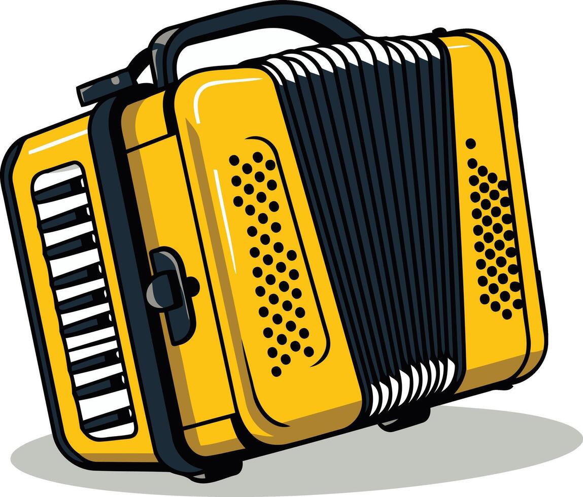 Yellow Accordion with Black Keys vector