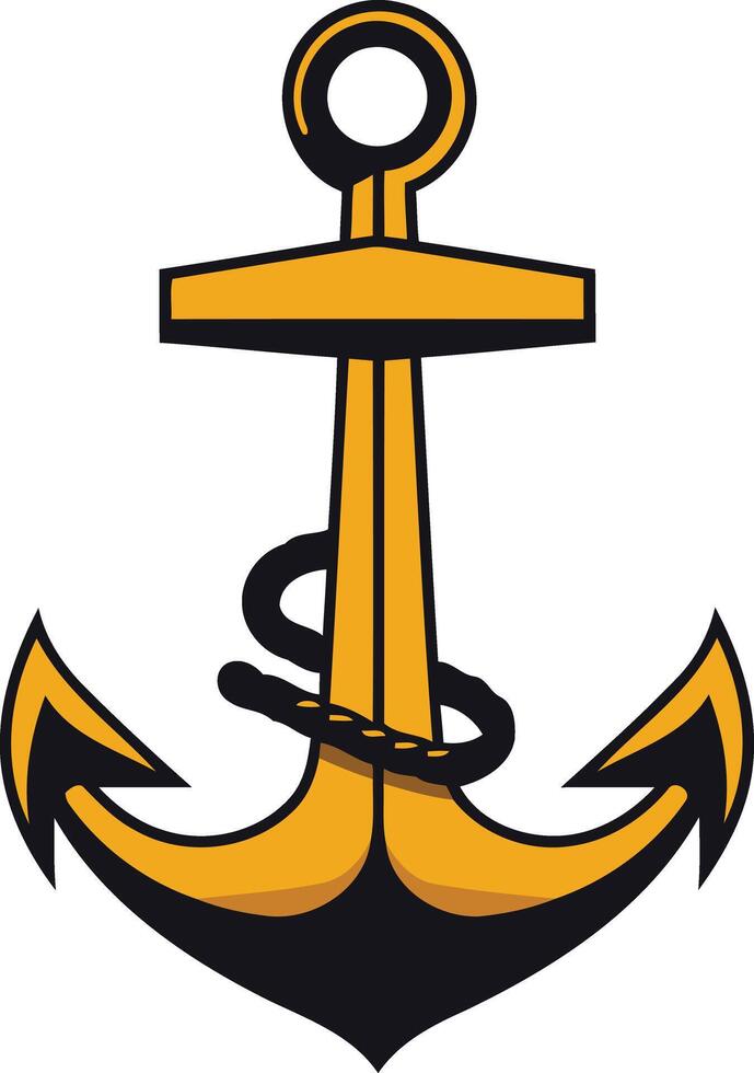 A simple and bold illustration of an anchor, perfect for nautical themes, maritime logos, and branding vector