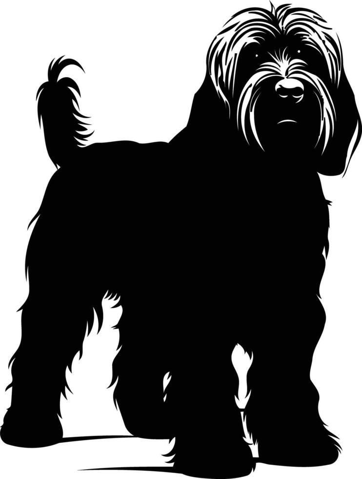 A striking silhouette of a shaggy dog breed, perfect for designs related to pet ownership, canine companionship, or animal illustrations vector