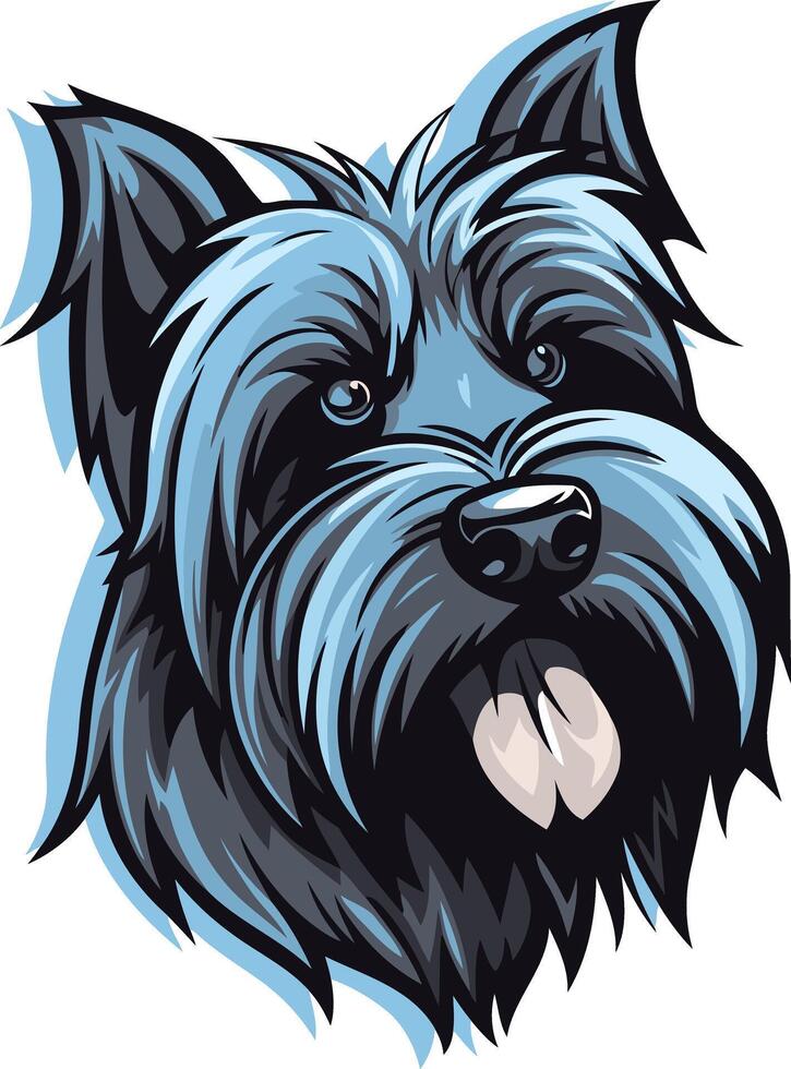 A detailed illustration of a cute, fluffy terrier dog with a playful expression vector