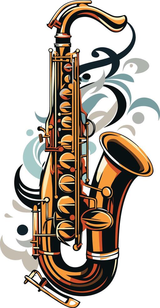 Golden Saxophone with Abstract Background vector