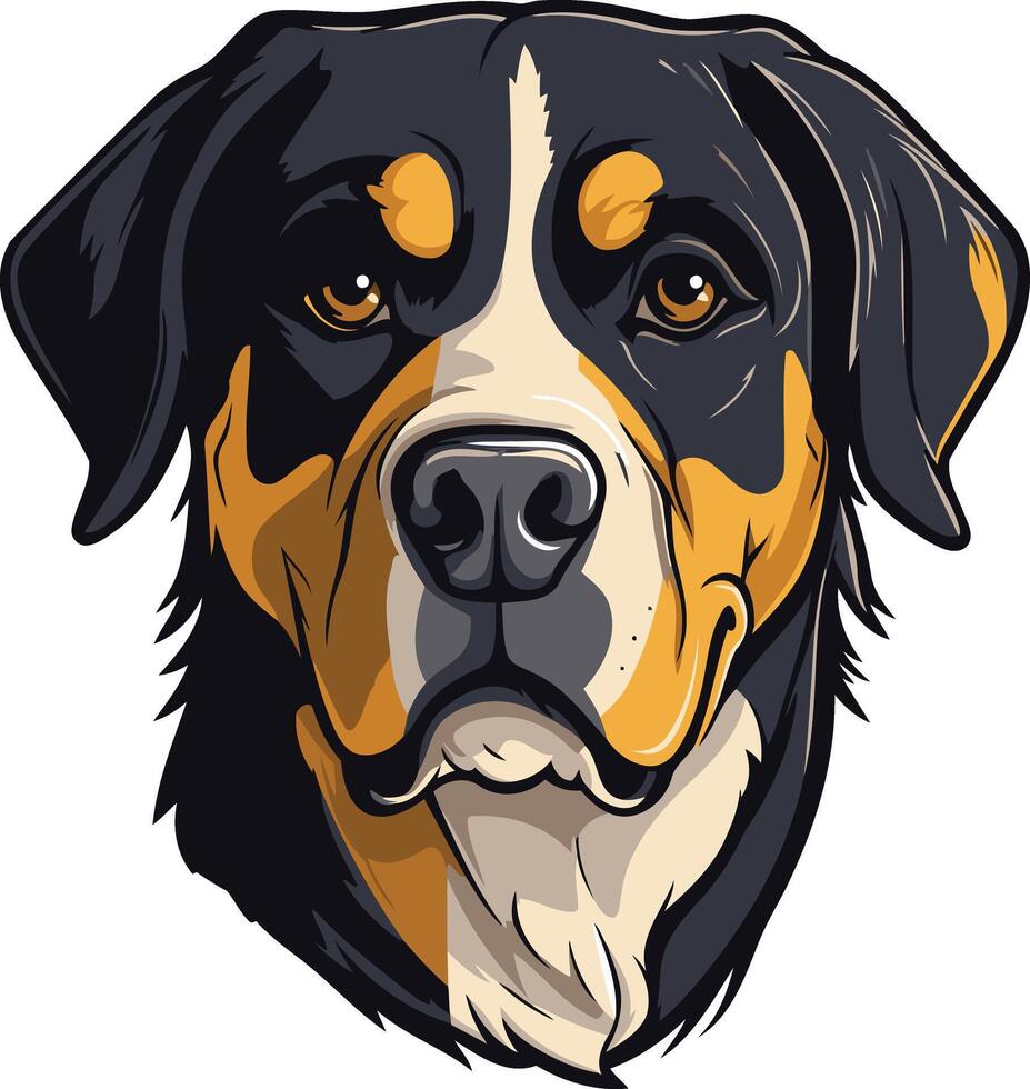 A friendly and expressive bernese mountain dog portrait, perfect for dog lovers, pet owners, and breed specific merchandise vector