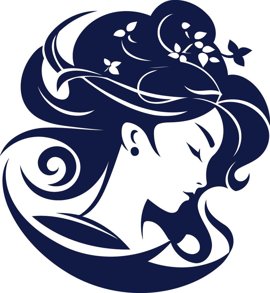 Elegant Woman Silhouette with Floral Crown vector