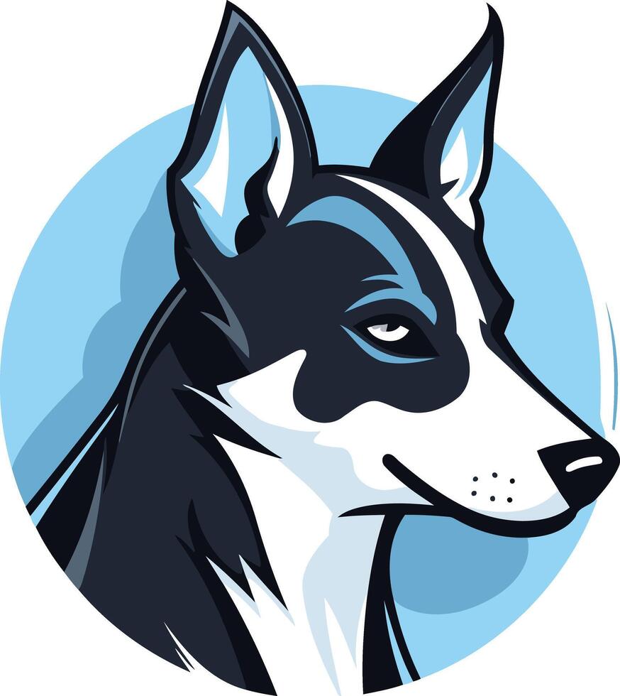 Black and White Dog with Blue Background vector