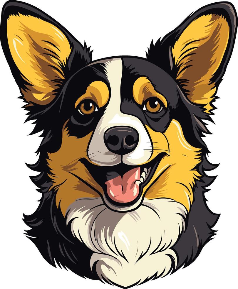 Cheerful Black and White Dog Portrait vector