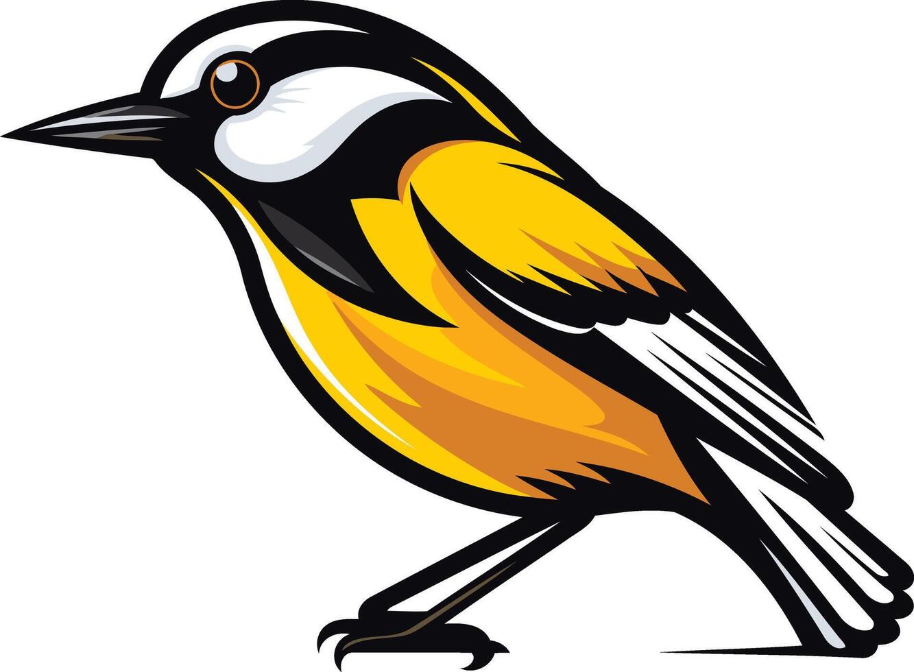 Yellow and Black Cartoon Bird vector