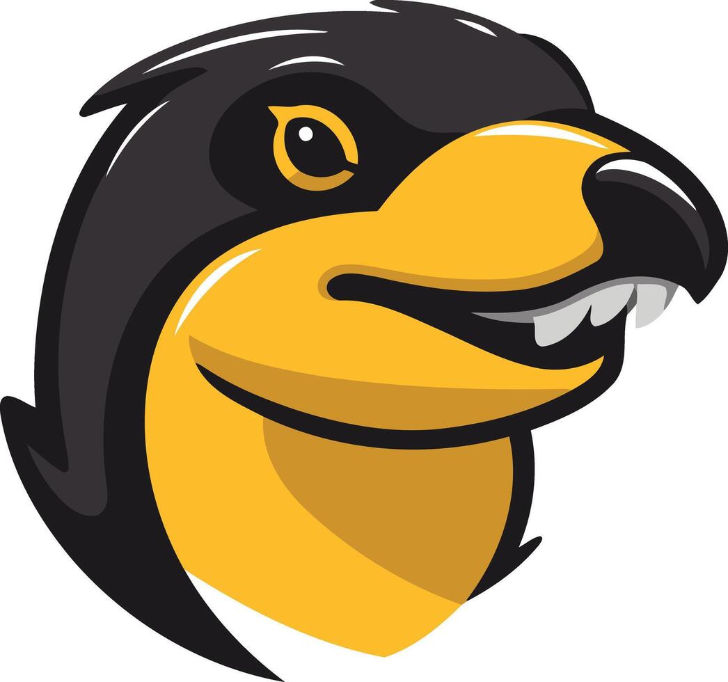 Cartoon Bird Mascot with Black and Yellow Colors vector