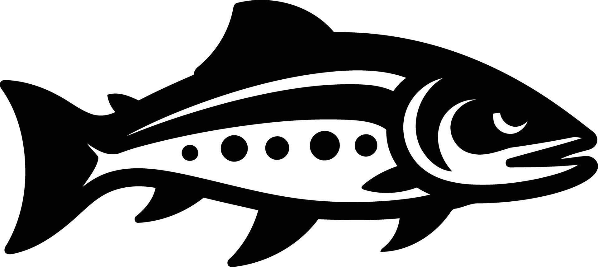 A stylized black and white silhouette of a fish vector