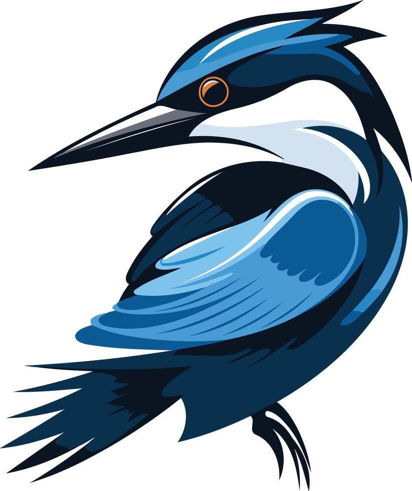 A vibrant blue kingfisher illustration, perfect for nature themed designs, logos, and branding vector