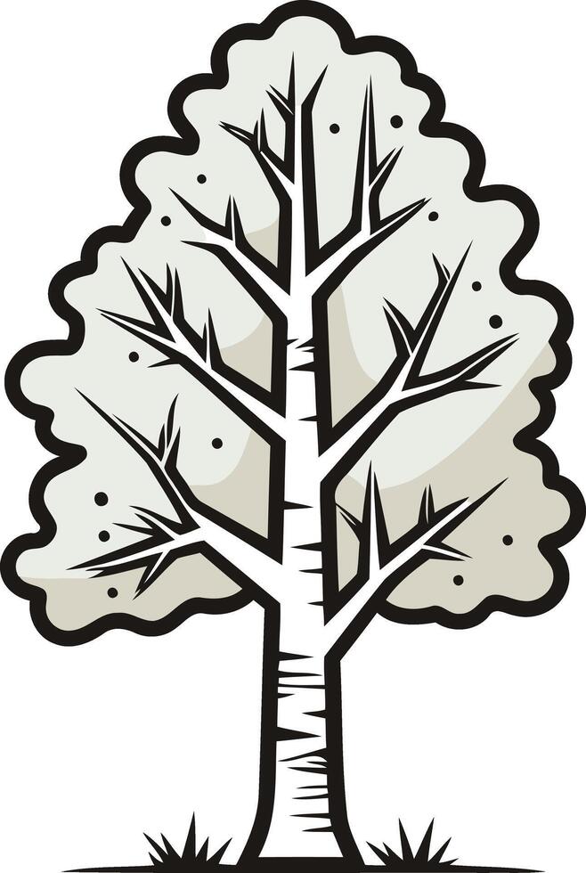 Simple black and white illustration of a stylized tree, perfect for nature themed designs, logos, and branding vector