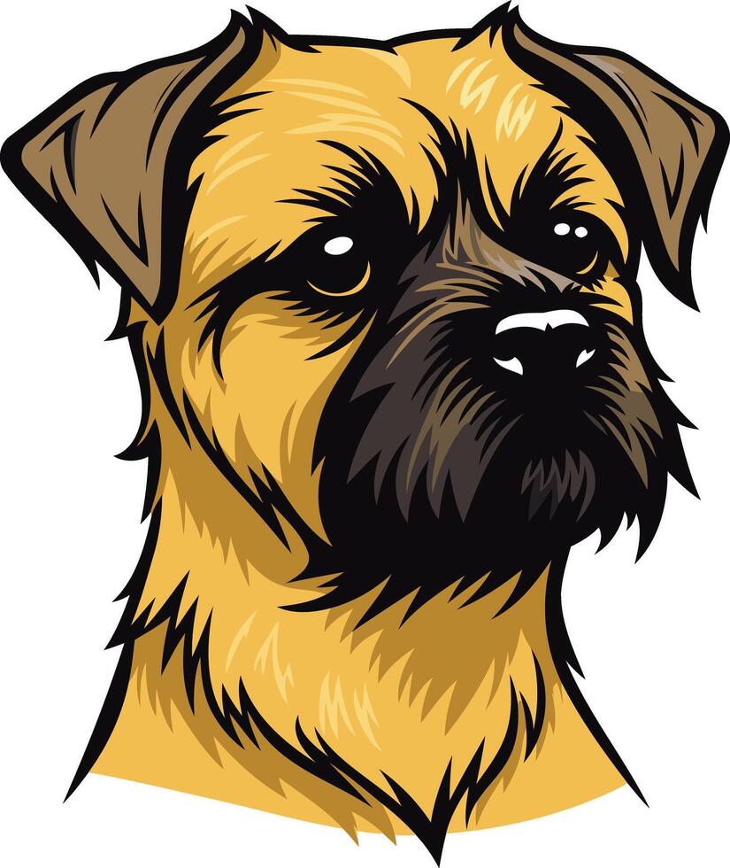 Cute and friendly illustration of a border terrier's head, perfect for pet related designs, greeting cards, or social media vector