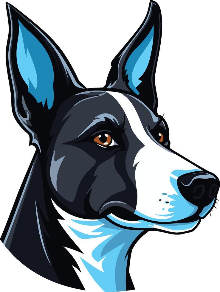 Black and White Dog with Blue Ears vector