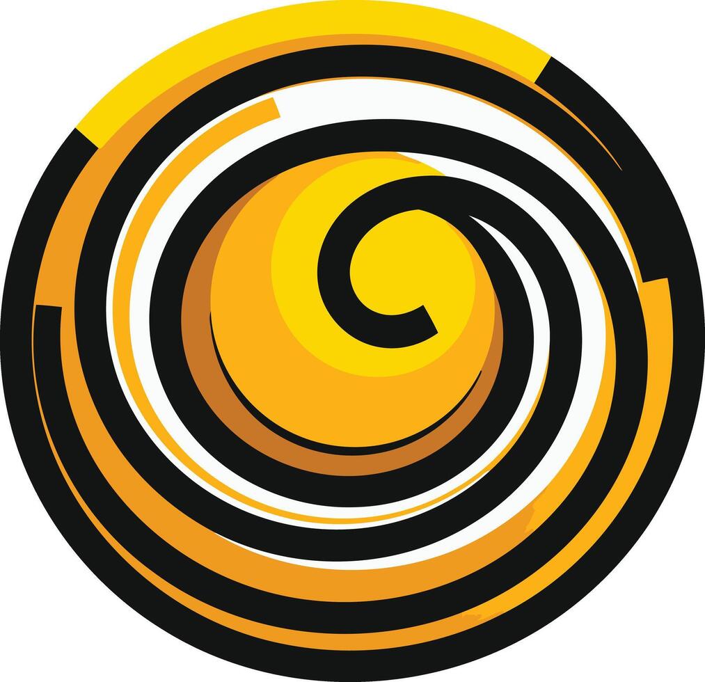 Abstract Spiral Design in Yellow and Black vector