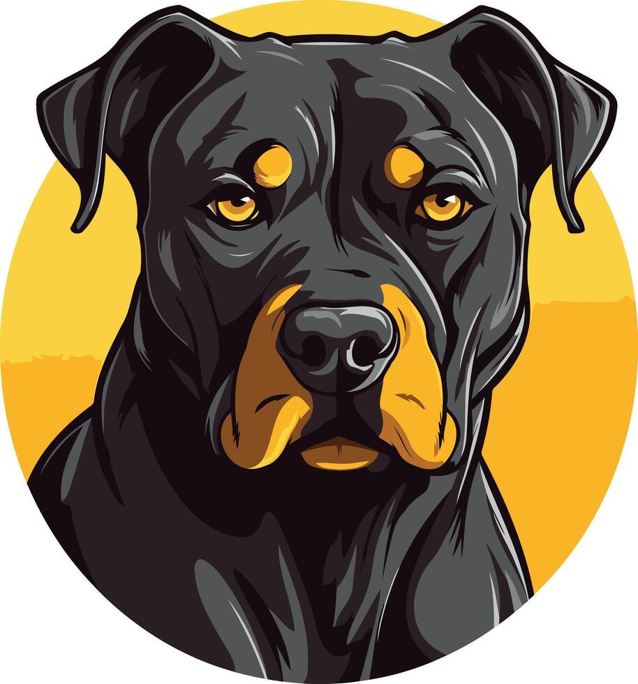 A bold and striking illustration of a rottweiler, perfect for branding, apparel, or social media vector