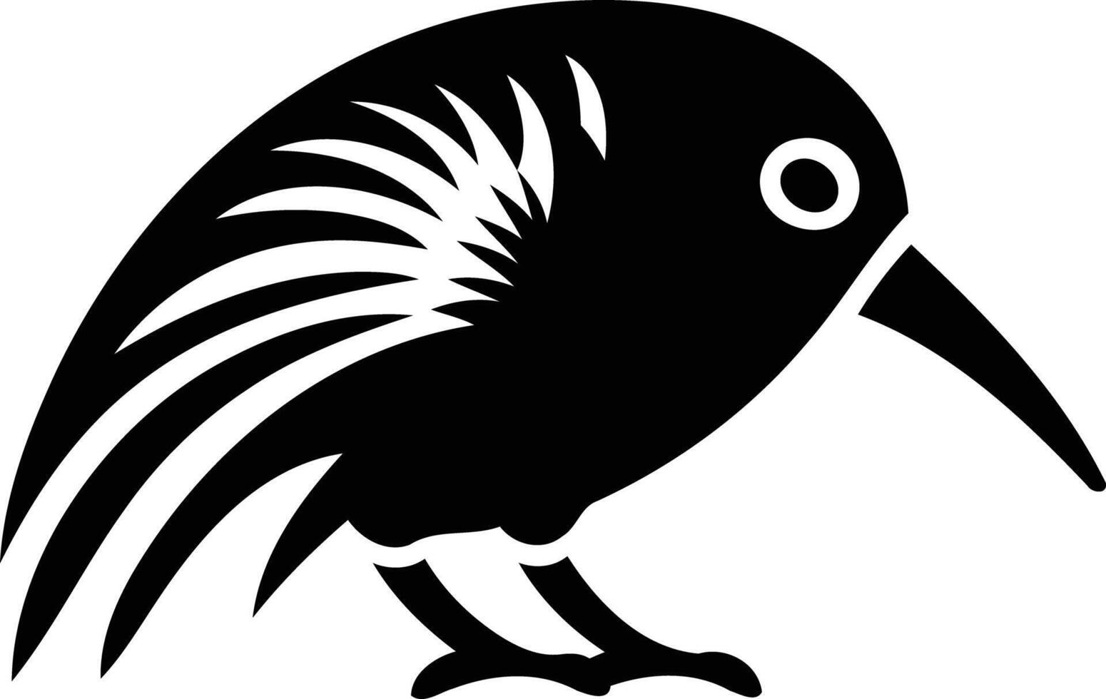 Stylized black and white element illustration of a kiwi bird vector