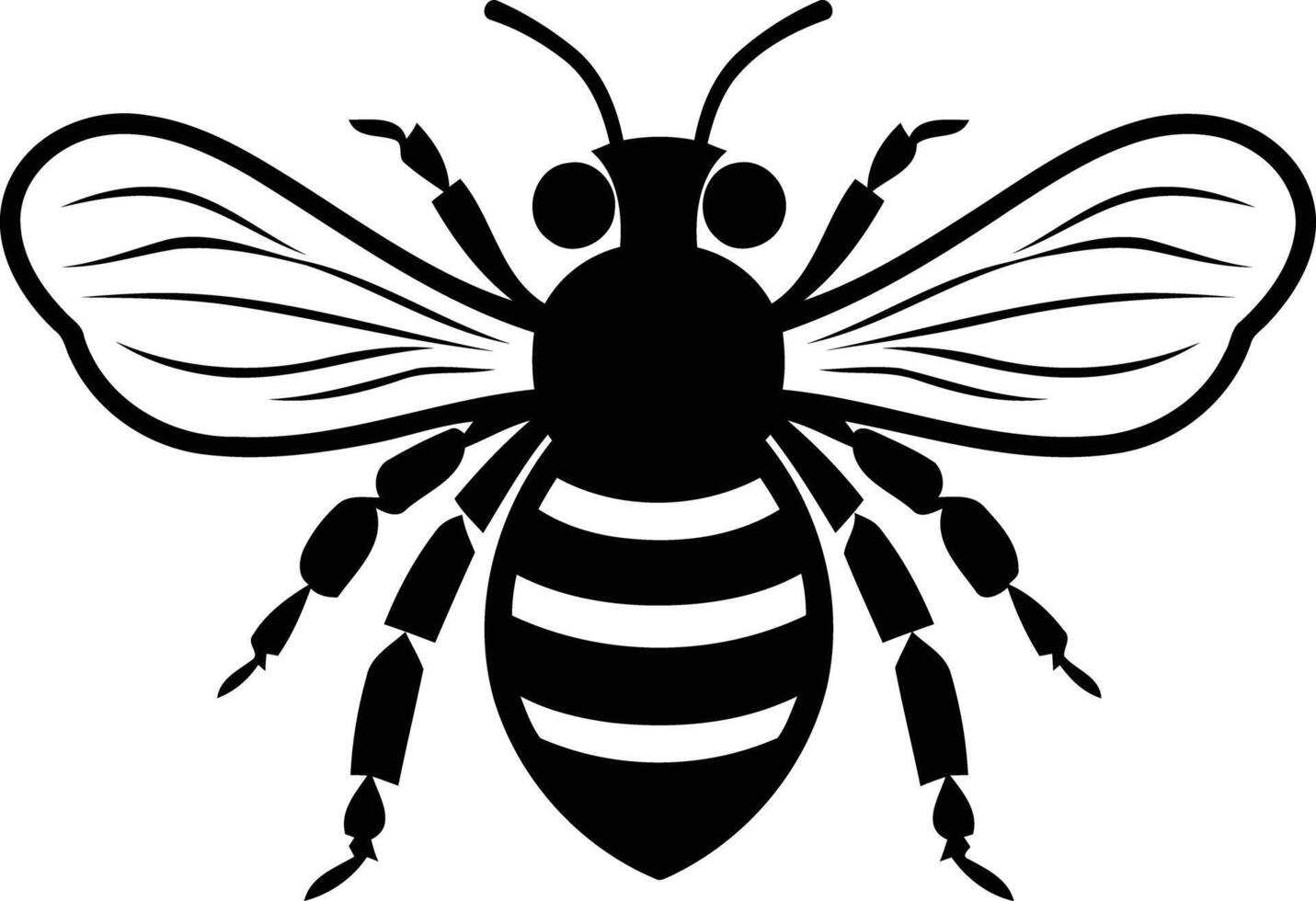 Simple yet elegant black and white bee illustration perfect for logos, branding, and design projects vector