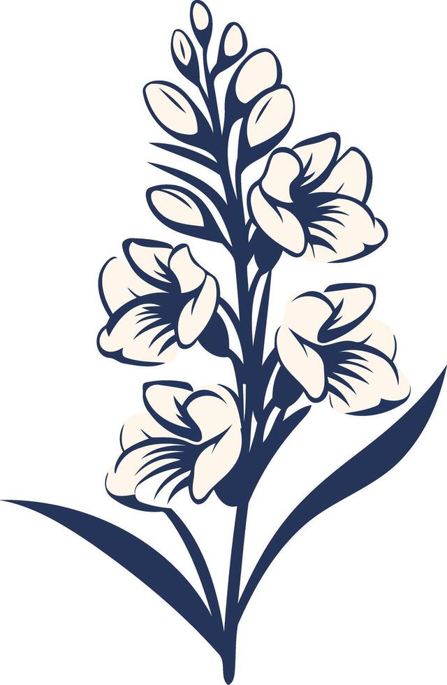 Elegant floral illustration with a single stem of white flowers vector