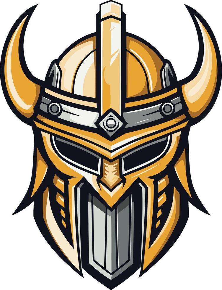 A bold and fierce viking helmet design, perfect for branding, gaming, or sports team logos vector