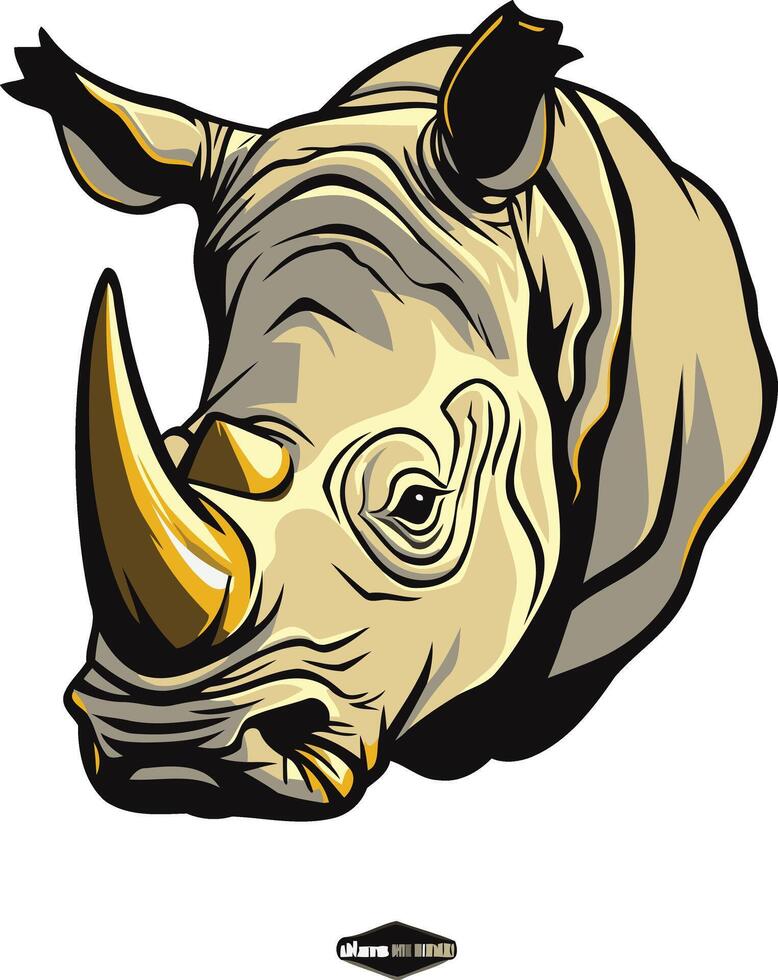 A powerful and detailed illustration of a rhinoceros head, perfect for branding, logos, and designs needing a strong and unique animal image vector