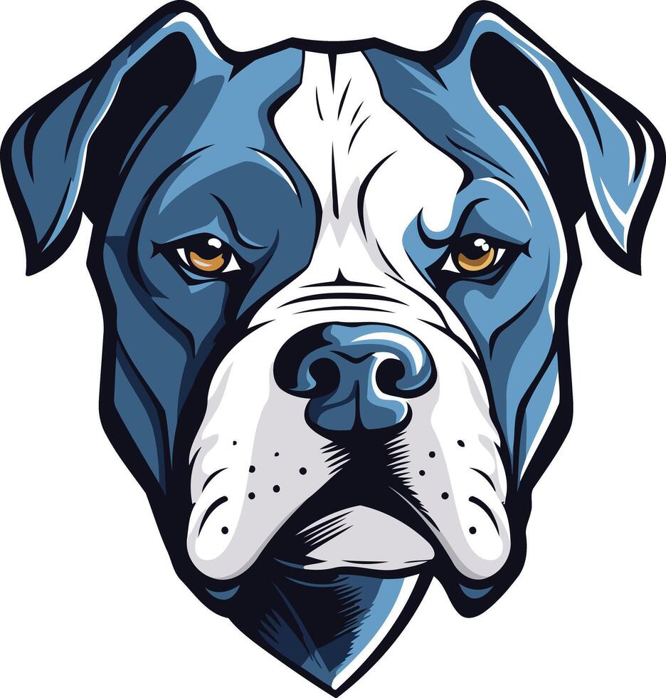 A fierce and powerful bulldog head, rendered in blue and white, perfect for logos, branding, and graphic design projects vector
