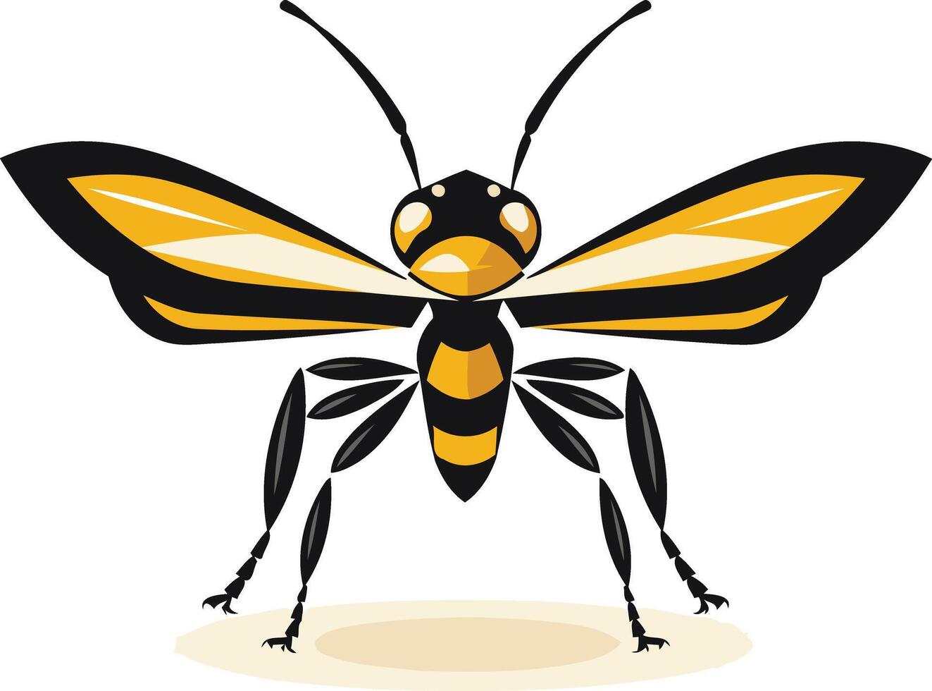 Striped Wasp with Spread Wings vector