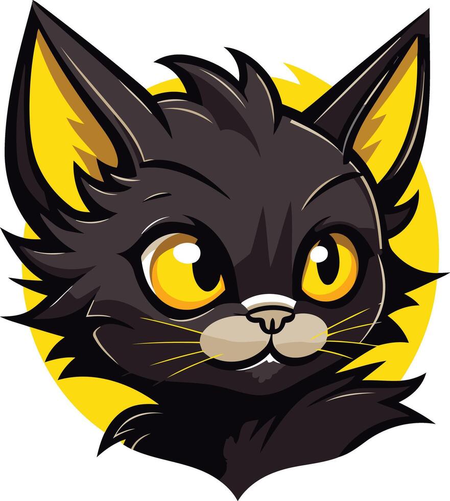 Cute Black Cat with Big Yellow Eyes vector