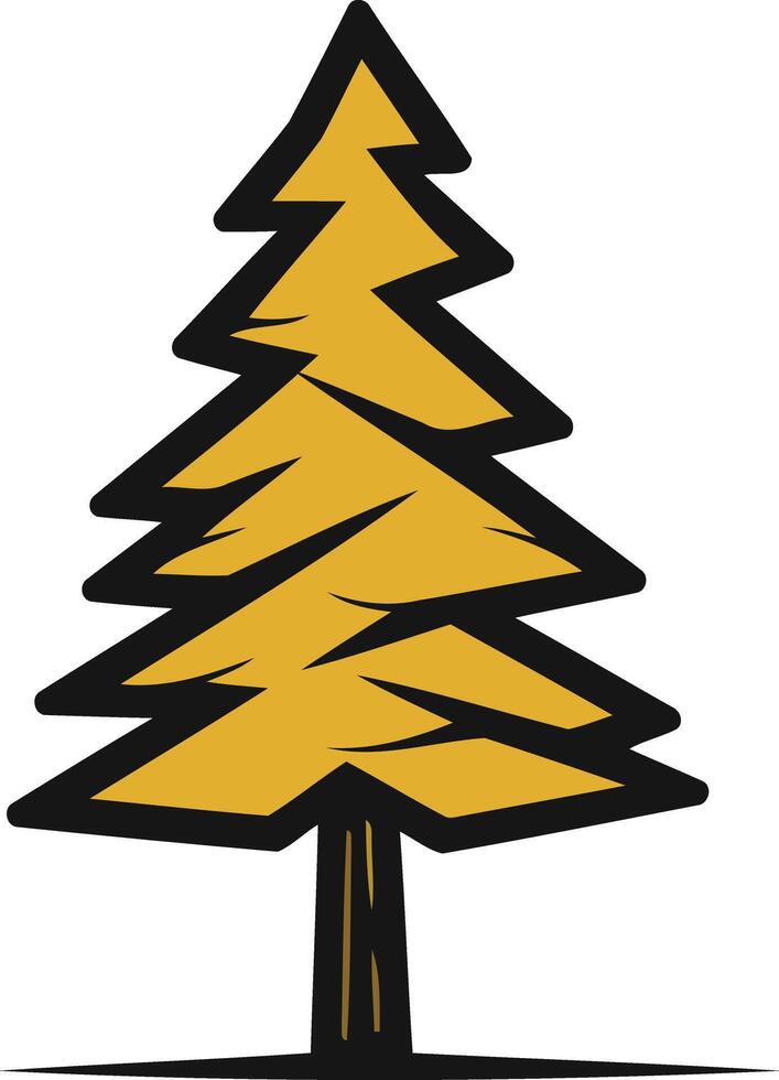 Golden Evergreen Tree Illustration vector