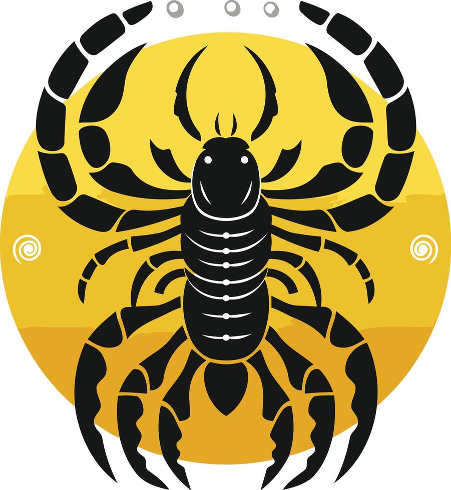 Black Scorpion on a Yellow Circle vector