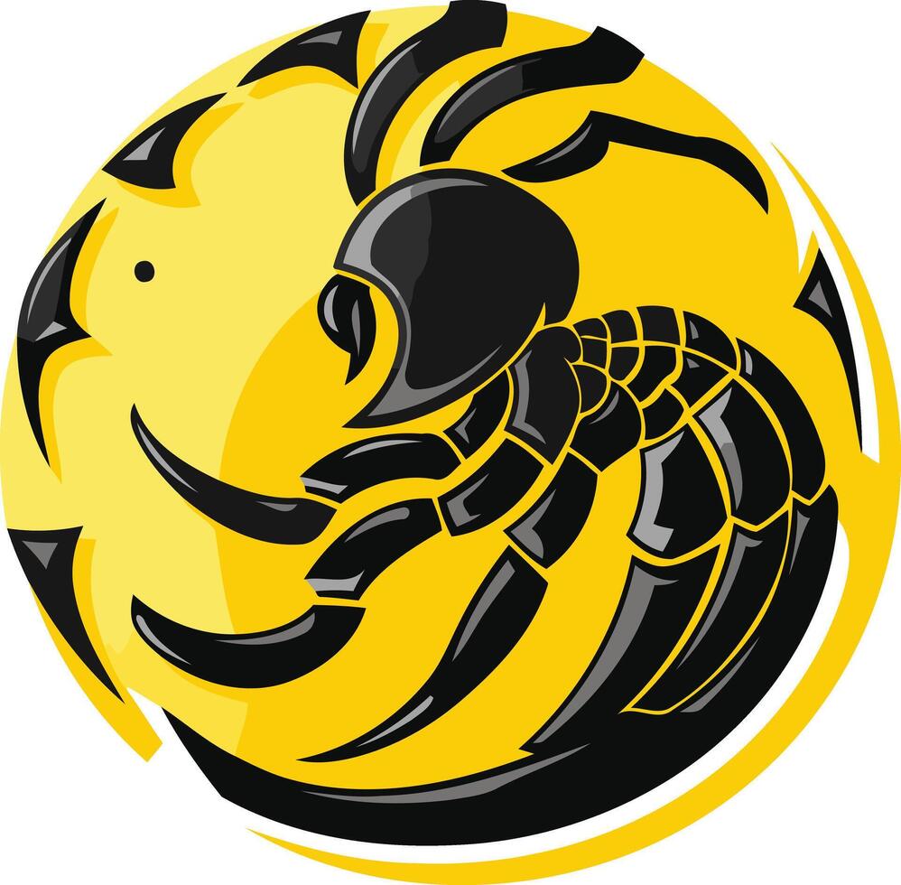 Black Scorpion on Yellow Circle vector